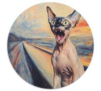 Sphinx Chat 1000 Pièces Puzzle Rond Pet Chat Adultes Et Enfants Cadeau Original Inspirations Voyage Célébrités Réduction du Stress 1000pcs (67.5x67.5cm)