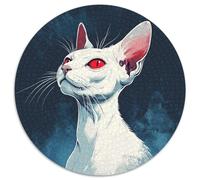 Sphinx Chat 1000 Pièces Puzzle Rond Pet Chat Adultes Et Enfants Décompression Progressive Réduction du Stress Cadeau DécoRation 1000pcs (67.5x67.5cm)