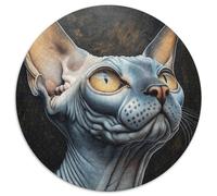 Sphinx Les Chats Puzzle Rond 1000 Pièces Haustier Les Chats Enfants Cadeau InspiRatteions Voyage Réduction du Stress 1000pcs (67.5x67.5cm)