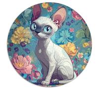 Sphinx Les Chats Puzzle Rond De 1000 Pièces pour Haustier Les Chats Célébrités Réduction du Stress DécoRatteion Murale 1000pcs (67.5x67.5cm)