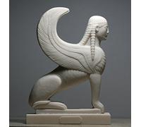 Sphinx Statue mythique grecque à tête de lion en marbre moulé 17 cm