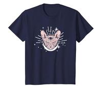 Sphynx Cat | Troisième œil | Propriétaire de Chat Sphynx sans Poils T-Shirt, Enfant, Bleu Marine, 6 Ans