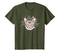 Sphynx Cat | Troisième œil | Propriétaire de Chat Sphynx sans Poils T-Shirt, Enfant, Olive, 6 Ans
