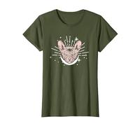 Sphynx Cat | Troisième œil | Propriétaire de Chat Sphynx sans Poils T-Shirt, Femme, Olive, XXL