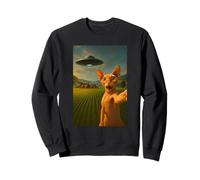 Sphynx Cat UFO Selfie avec Invasion Alien Kitten Lover Humor Sweatshirt