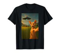 Sphynx Cat UFO Selfie avec Invasion Alien Kitten Lover Humor T-Shirt