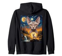Sphynx Chat Hurlant dans Le Ciel Nocturne Sweat à Capuche