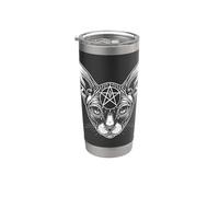 Sphynx Chat Satanique Death Metal Goth Occulte Gothique Gobelet isotherme en acier inoxydable double paroi