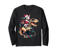 Sphynx drôle Chat Rides Père Noël T-Rex Vintage Sphynx de Noël Manche Longue