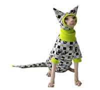 Sphynx Ensemble complet de vêtements pour chat avec chapeau et couvre-queue, combinaison pyjama doux pour chat sans poils, combinaison pour animaux domestiques applicable au Rex de Cornouailles et