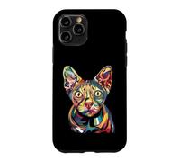 Sphynx Géométrique Pop Art Gros Plan Portrait Chaton Visage Coque pour iPhone 11 Pro