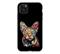 Sphynx Géométrique Pop Art Gros Plan Portrait Chaton Visage Coque pour iPhone 11 Pro Max
