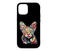 Sphynx Géométrique Pop Art Gros Plan Portrait Chaton Visage Coque pour iPhone 12/12 Pro