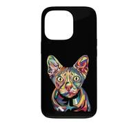 Sphynx Géométrique Pop Art Gros Plan Portrait Chaton Visage Coque pour iPhone 13 Pro