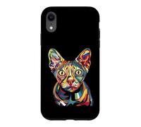 Sphynx Géométrique Pop Art Gros Plan Portrait Chaton Visage Coque pour iPhone XR