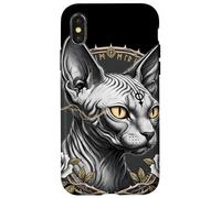 Sphynx Gothique Chat Occulte sorcière géométrie sacrée Coque pour iPhone X/XS