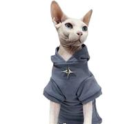 Sphynx & Rex Vêtements pour chat - Pull d'hiver chaud avec logo étoile croisée - Vêtement doux doublé en polaire pour chat sans poils - Protection essentielle contre le froid - Croix en fer bleu