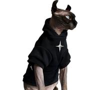 Sphynx & Rex Vêtements pour chat, pull d'hiver chaud avec logo étoile croisée, vêtement doux doublé en polaire pour chat sans poils, protection essentielle contre le froid (croix en fer noir, taille L