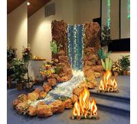 Spiareal Kit d'aménagement paysager cascade 7 pièces pour salle de classe Vbs décorations bricolage forêt tropicale fond feu de camp avec lumière LED Scène d'histoire biblique 3D accessoires vacances