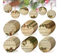 Spiareal Lot de 36 décorations de Sapin de Noël en Forme de e Sol Musicale en Forme de Notes de Musique à Faire soi-même, étiquettes Cadeaux Musicales avec Corde pour décoration de fête (Bois,