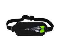 SPIbelt Ceinture de Poche résistante aux Jeux pour Enfants, Poche Extensible, Taille réglable, Pas de Rebond, Pas de Bande de Logo, Noir avec Fermeture éclair Noire