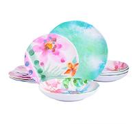 Spice by Tia Mowry Cinnamon Twist Service de table en mélamine 12 pièces Couleurs assorties