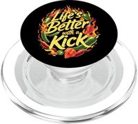 Spicy Chili Pepper Hot Food Life's Better with a Kick Design PopSockets PopGrip pour MagSafe