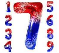 Spider Ballon en aluminium pour 7er anniversaire, motif toile d'araignée 100 cm, pour garçons, thème araignée, fête, anniversaire'.