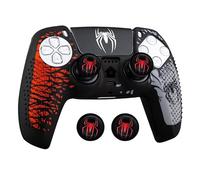 Spider Design Ensemble de coques en silicone pour manette de PS5 - Comprend un étui de protection en silicone, des capuchons de pouce et des capuchons de touches pour manette de jeu PS5, 18 x 14 x 3