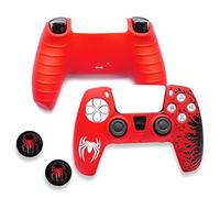Spider Design Ensemble de coques en silicone pour manette de PS5 - Comprend un étui de protection en silicone, des capuchons de pouce et des capuchons de touches pour manette de jeu PS5, 18 x 14 x 3