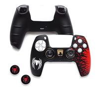 Spider Design Ensemble de coques en silicone pour manette de PS5 - Comprend un étui de protection en silicone, des capuchons de pouce et des capuchons de touches pour manette de jeu PS5, 18 x 14 x 3