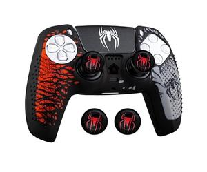 Spider Design Ensemble de coques en silicone pour manette de PS5 - Comprend un étui de protection en silicone, des capuchons de pouce et des capuchons de touches pour manette de jeu PS5, 18 x 14 x 3