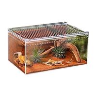 Spider Enclosure - Acrylic Ventilated Transparent Reptile Cage, Clear Mantis Lizard Breeding Habitat Tank Box, Sturdy Desktop Display Terrarium Vivarium Container, Secure Locking Feeding