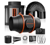 SPIDER FARMER Kit de Filtration d'air 150mm/6 inch avec Ventilateur Tubulaire, Filtre à Charbon Actif, Régulateur RJ12 Vitesse/Humidité, Tuyau 7.5m, 402 CFM, 62W pour Culture Indoor, Tent de Culture
