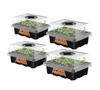 Spider Farmer Serre D'IntéRieur Boîte de Culture 4 Pièces 12 Cellules Mini-Serre Kit de Culture avec Couvercle et Aération Plateaux de Démarrage de Semis Serre Plateau de Culture pour Plante de Semis