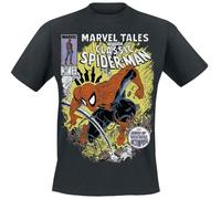 SPIDER-MAN Comic Battle Homme T-Shirt Manches Courtes Noir 100% Coton Regular/Coupe Standard