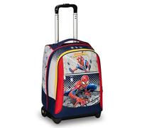 Spider Man Grand Sac d'école Rouge et Gris, Double Compartiment, Poche Porte-Bouteille et système multisegment, Sac à Dos Scolaire Voyage, Multicolore, Taglia Unica, Trolley école