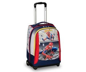 Spider Man Grand Sac d'école Rouge et Gris, Double Compartiment, Poche Porte-Bouteille et système multisegment, Sac à Dos Scolaire Voyage, Multicolore, Taglia Unica, Trolley école