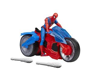 SPIDER-MAN Hasbro- Marvel Arachno-Moto Lance Figurine de 10 cm et 2 Toiles, F68995L1, Multicolore