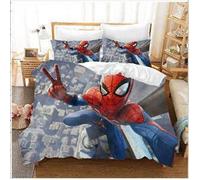 Spider-Man housse de couette 220x240cm microfibre impression 3D parure 3 pièces avec 2 taies 65×65cm literie adulte,5