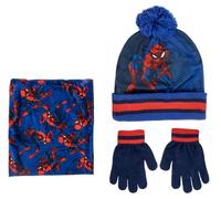 SPIDER-MAN Marvel Ensemble 3 pièces avec chapeau et gants pour enfant, Rouge/bleu marine/bleu, 2-8 Years