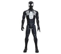 SPIDER-MAN Marvel Titan Series, Figurine Deluxe en Costume Noir de 30 cm, Jouets de Super-héros pour Enfants, dès 4 Ans