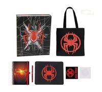 Spider-Man Miles Morales Set Cadeau de Bureau pour Enfant et Adolescent - Pack Papeterie sous Licence Officielle avec Sac fourre-Tout Noir, carnet à Spirale et étui, idéal pour l'école et Cadeau