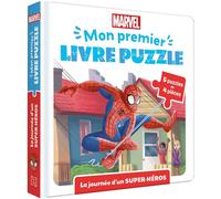 SPIDER-MAN - Mon Premier Livre Puzzle - 4 pièces - La journée d'un Super-Héros - MARVEL - Collectif - Hachette Disney - cartonné - Album jeunesse