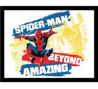 Spider-Man - Poster encadré "Beyond Amazing 2" PM8603 (40 cm x 30 cm) (Blanc/Bleu/Rouge)