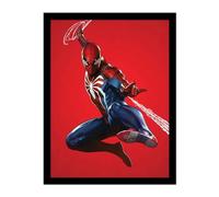 Spider-Man - Poster encadré RED BACKGROUND (40 cm x 30 cm) (Rouge/Bleu/Blanc)