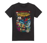 SPIDER-MAN Retro Comic Cover Homme T-Shirt Manches Courtes Noir 100% Coton Regular