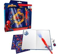 SPIDER-MAN Set d'écriture, Multicolore, Spider-Man, Set de journal intime avec serrure et stylo magique