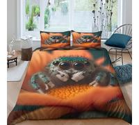 Spider on fleur Ensemble De Literie Microfibre résistante 3 Pièces 3D Effet Douce Nature photography Housse de Couette avec Fermeture Éclair Confortable for Chambre de adolescents Double（200x200cm）