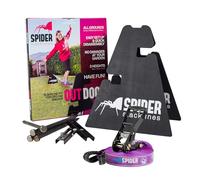 SPIDER SLACKLINE - Kit d'extérieur personnalisé Slackline pour débutants - pour Utilisation sans Arbres - Comprend : 1 Ligne, 2 tréteaux, 2 plaques, 4 Clous et Manuel - Kit de 20 mètres